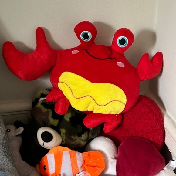 CRAB Stuffed Animal Red Yellow Blue Eyes Crab Party Humor Decor - Picture 6 of 10